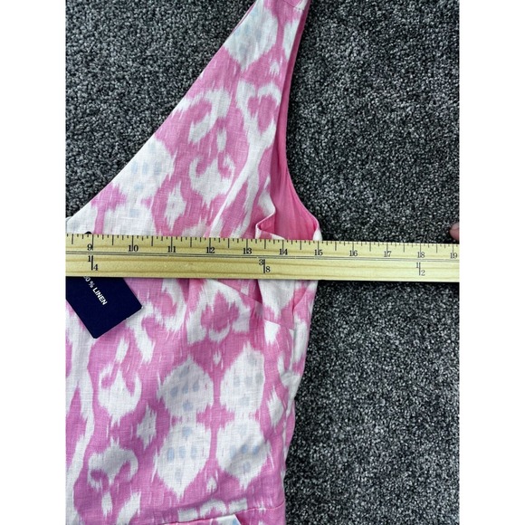 Gap Pink & White Ikat Pattern Sleeveless Linen Dress‎ - Picture 3 of 8